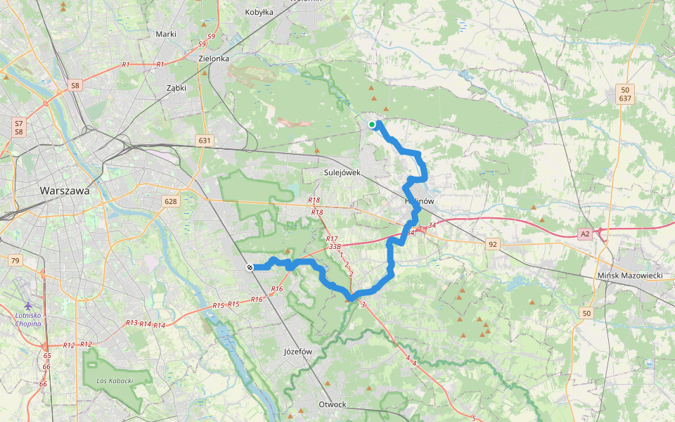 Na przedpolach stolicy walking route map in Okuniew