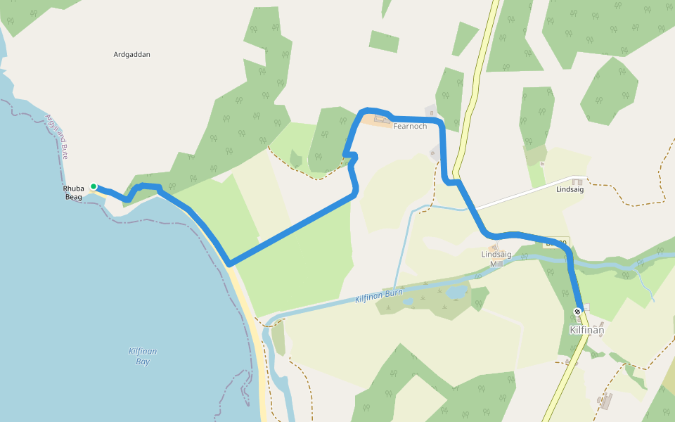 To Mcewan Cairn walking route map in Kilfinan