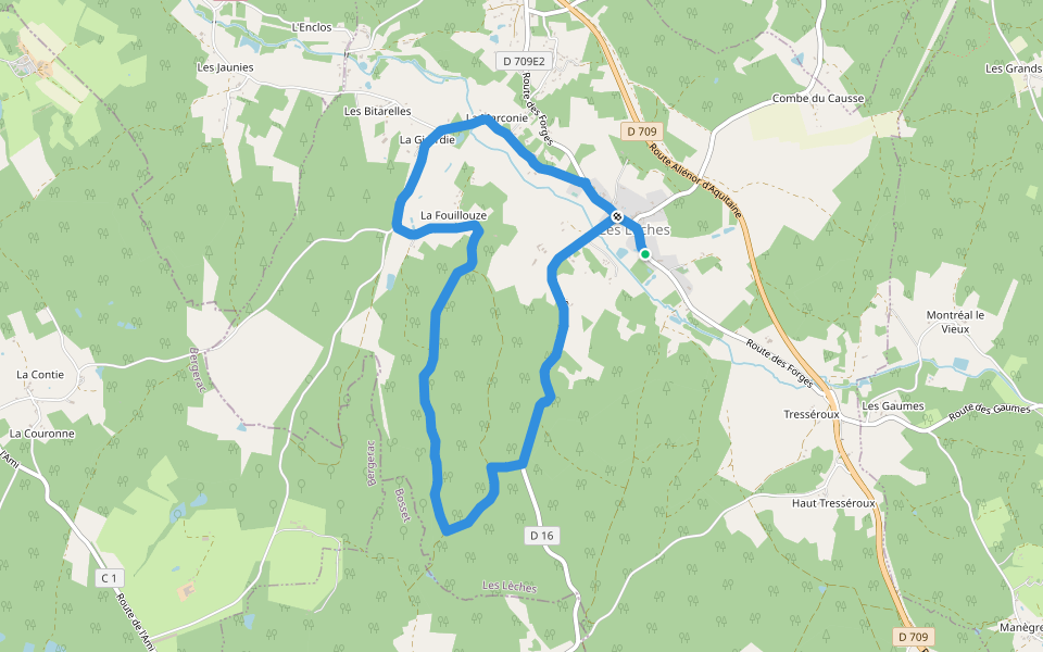 Boucle de la Renardière walking route map in Les Lèches