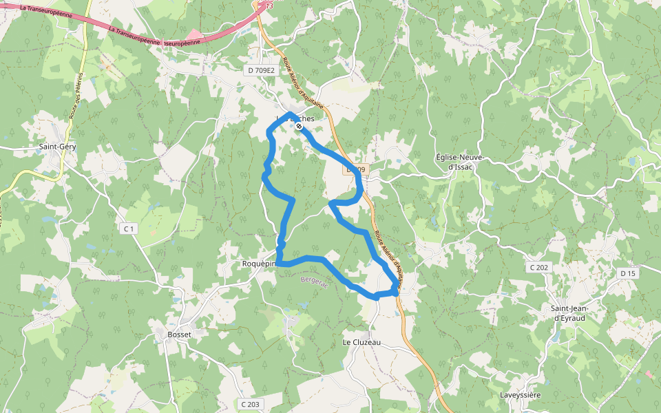 Boucle des fontaines walking route map in Les Lèches