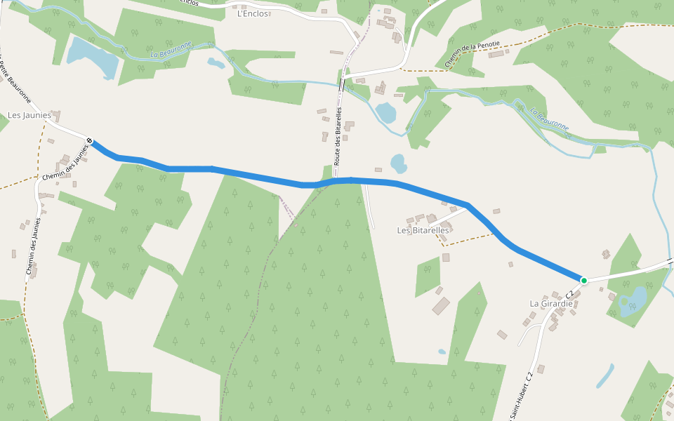 Liaison Les Lèches - St-Géry - Boucle de Bellevue walking route map in Les Lèches