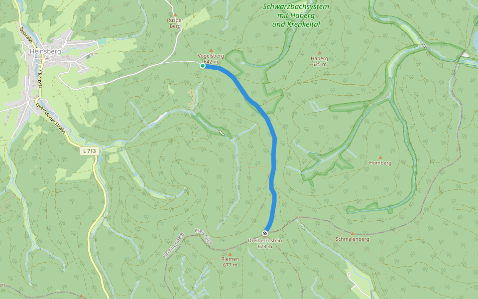 Quadrat Heinsberg - Dreiherrenstein walking route map in Kirchhundem
