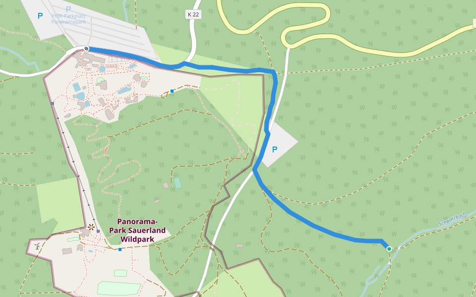 Rothaarsteig Zugang Panoramapark walking route map in Kirchhundem