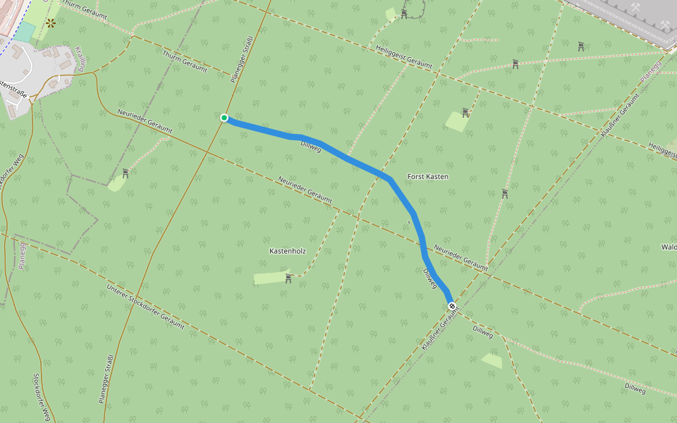 Achtsamkeitspfad Forst Kasten walking route map in Planegg