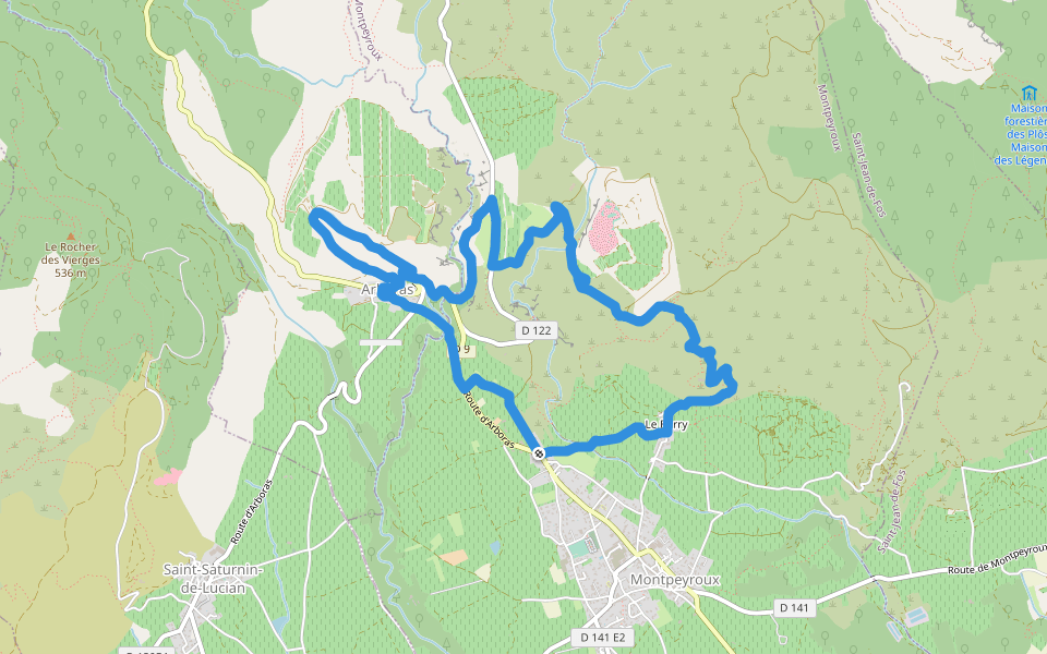 Castellas de Montpeyroux walking route map in Montpeyroux