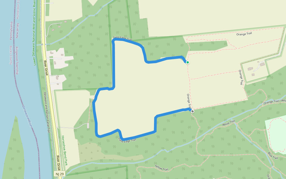 Field Edge Trail walking route map in Frenchtown