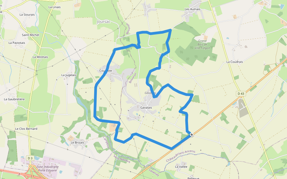 Circuit Gavalais walking route map in Bouvron