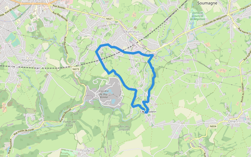 Olne : St-Hadelin et ses Légendes walking route map in Olne