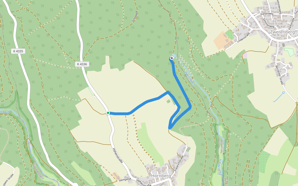 Hornberg Hufenweg - Wäschbrunnen walking route map in Altensteig