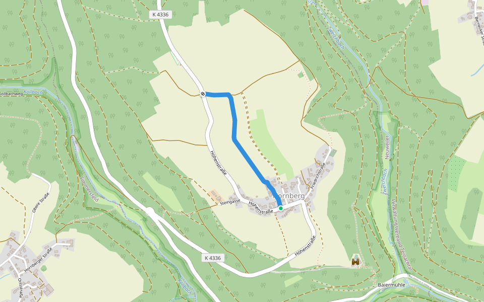 Hornberg Gemeindehaus - Hornberg Hufenweg walking route map in Altensteig
