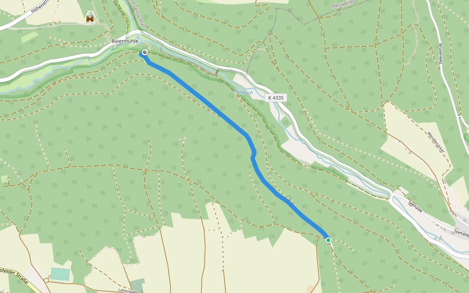 Schleeh-Hütte - Baierberg walking route map in Altensteig