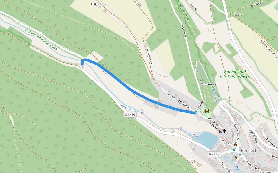 Berneck Schloss - Köllbachbrücke walking route map in Altensteig