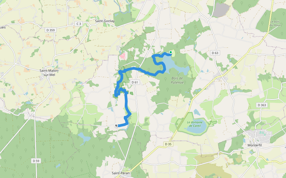 Cœur de Bretagne, Étang de Trémelin - Le Perray walking route map in Iffendic