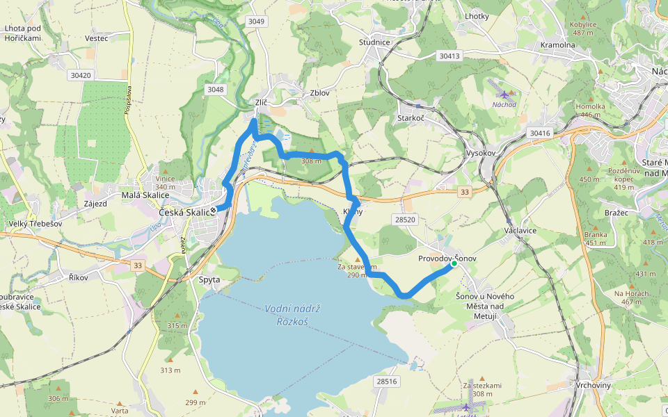 Česká Skalice - Svinišťany - Josefov 1866 walking route map in Provodov-Šonov
