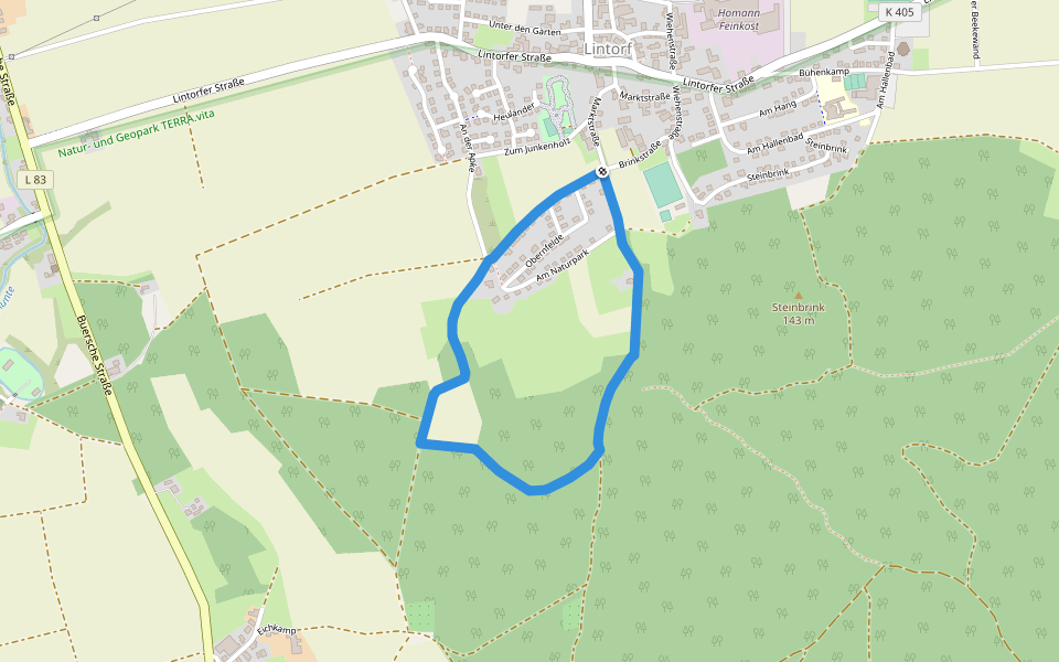 Lintorf Rundweg 2 walking route map in Bad Essen