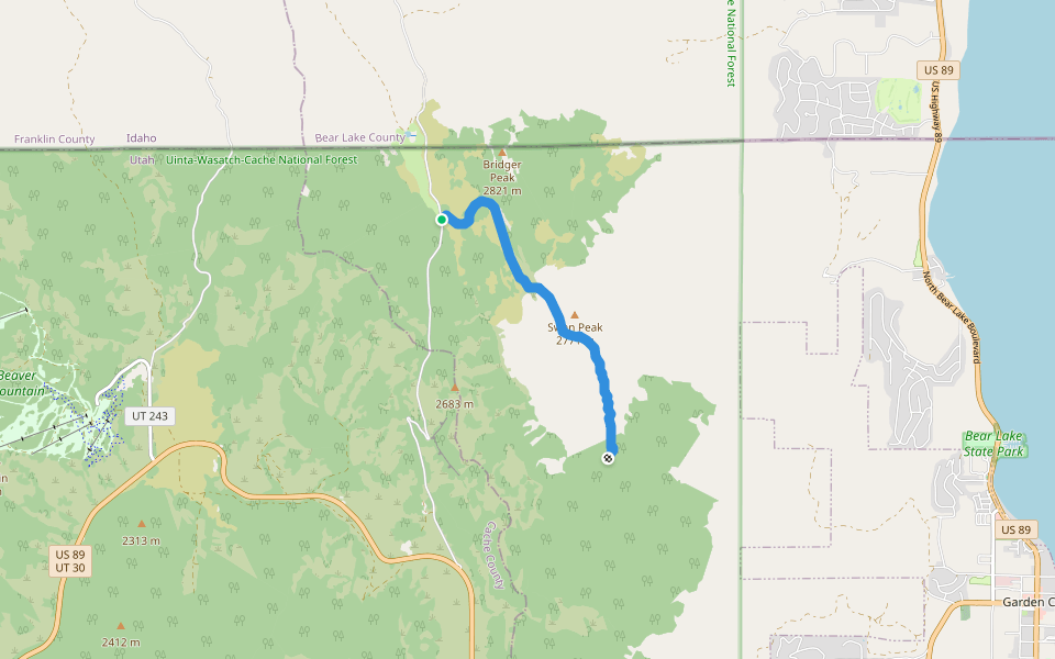 Swan Peak Trail walking route map in Garden City