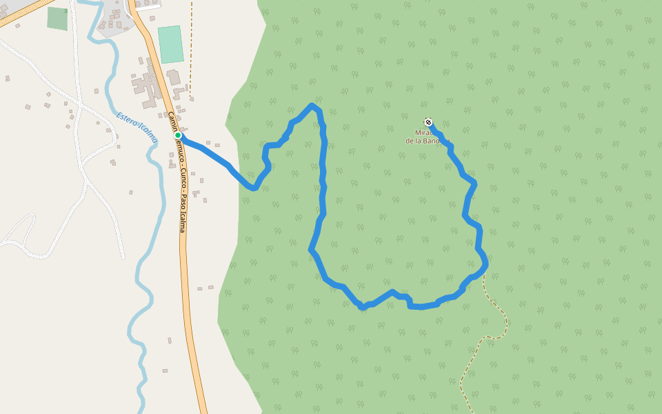 Sendero El Mirador (2085 m) walking route map in Icalma