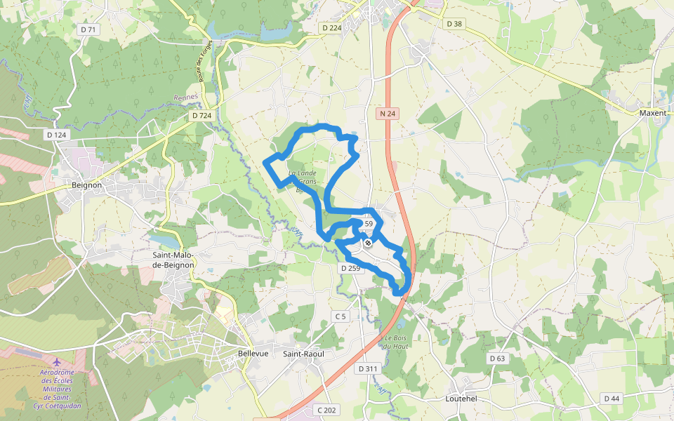 Le fief du Thélin walking route map in Plélan-le-Grand