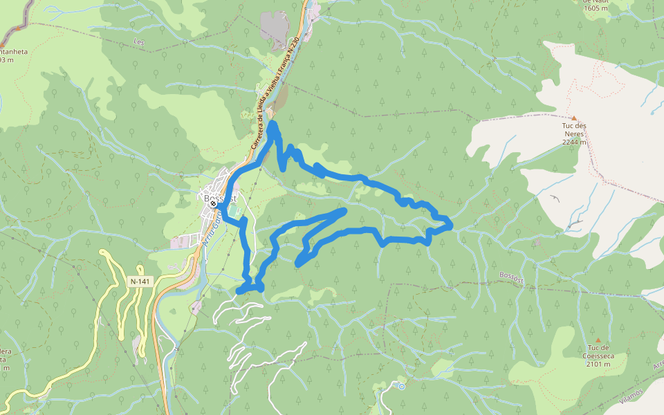 Bordes de Bossòst walking route map in Bossòst
