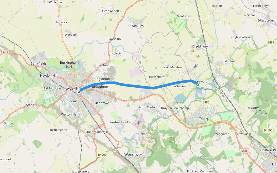 Grand Union Canal (Aylesbury Arm) Walk walking route map in Marsworth