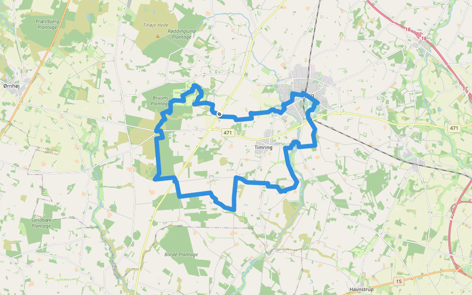 Timring-ruten walking route map in Vildbjerg