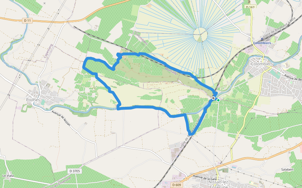 Autour d'Ensérune walking route map in Nissan-lez-Enserune