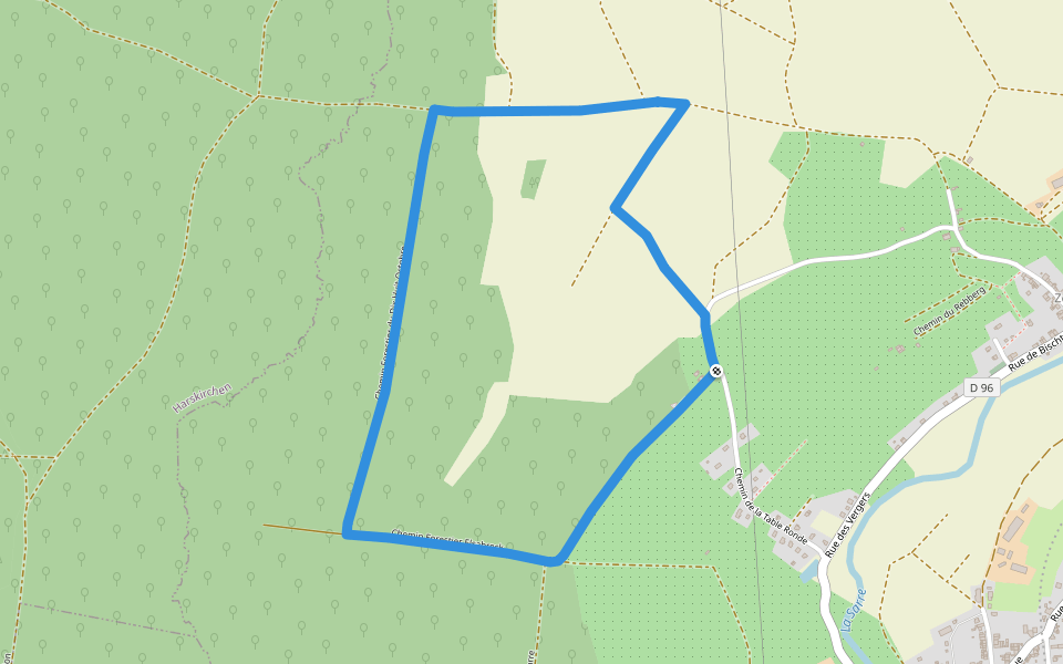 Sentier de la table ronde walking route map in Sarrewerden