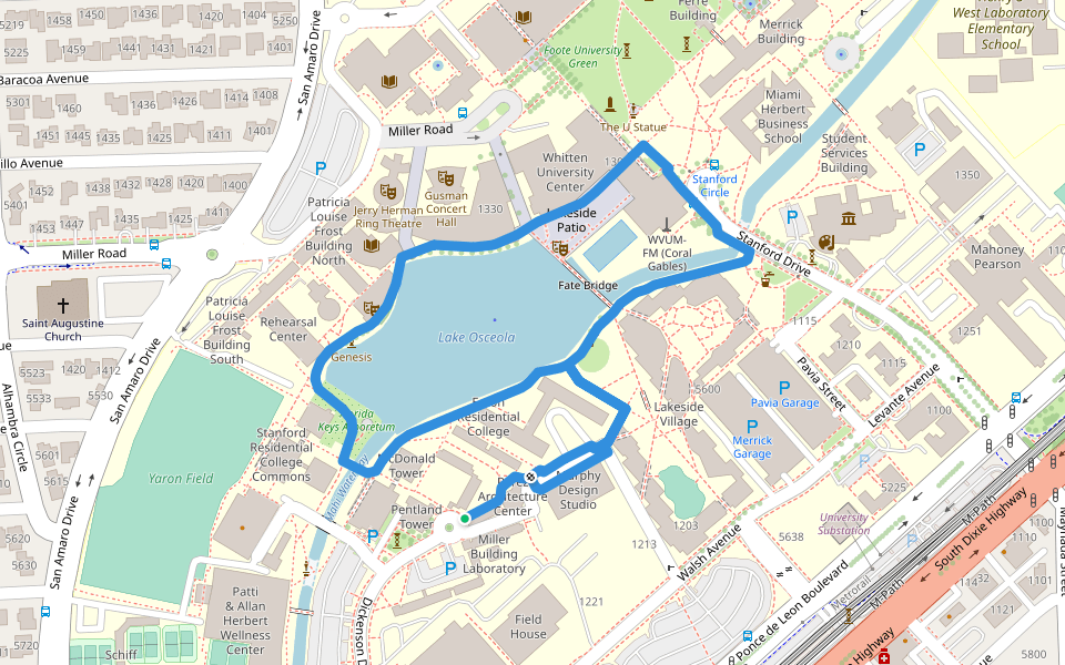 Ibis Trail Osceola Loop walking route map in Coral Gables