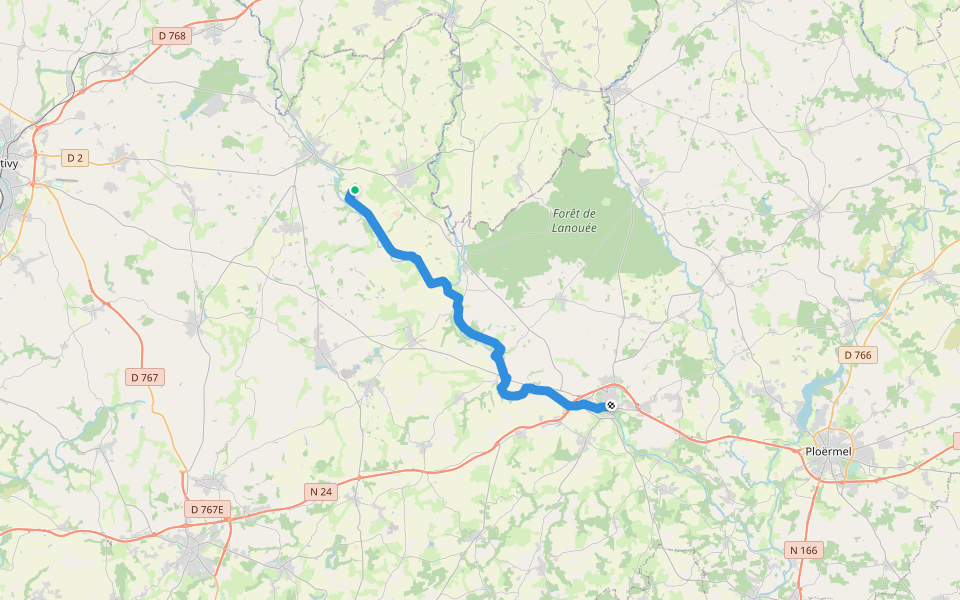 Voie de l'Abbaye de Beauport, Timadeuc - Josselin walking route map in Bréhan