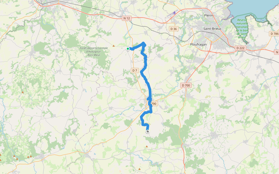 Voie de l'Abbaye de Beauport, Boqueho - Lanfains walking route map in Boqueho