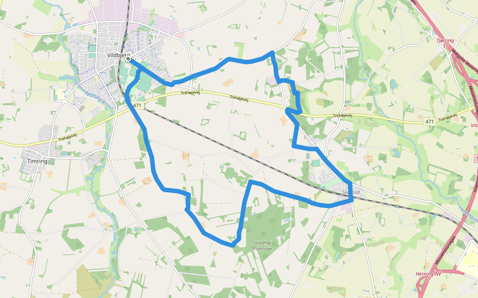 Skibbild-ruten walking route map in Vildbjerg