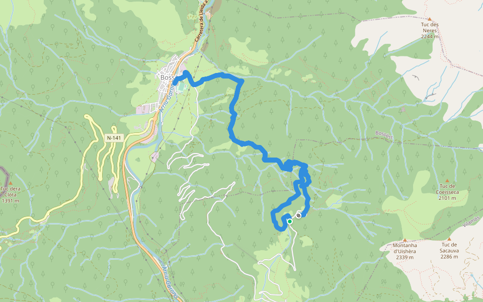 Mines Victória walking route map in Vilamòs