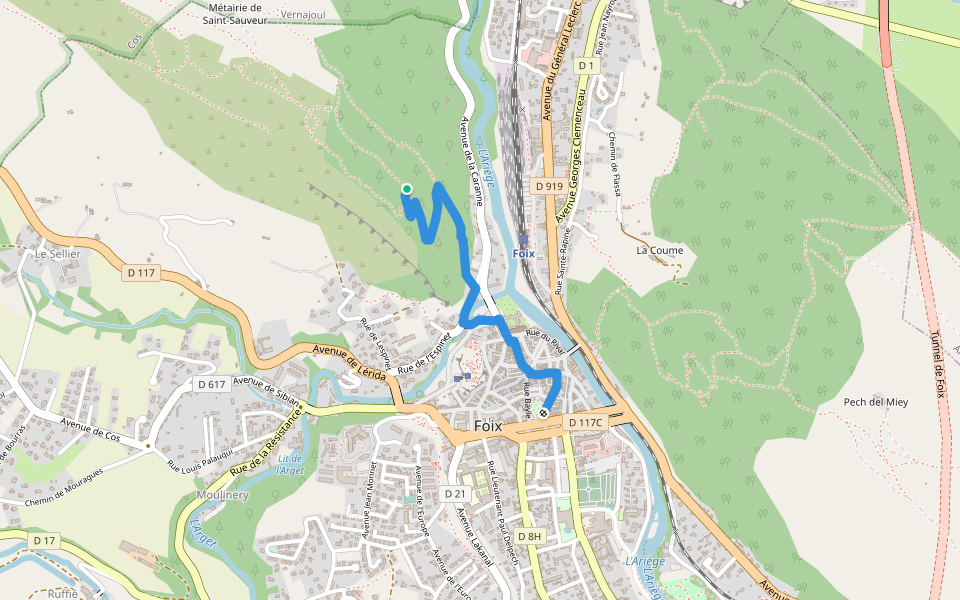 Balade du Saint-Sauveur de Foix walking route map in Foix