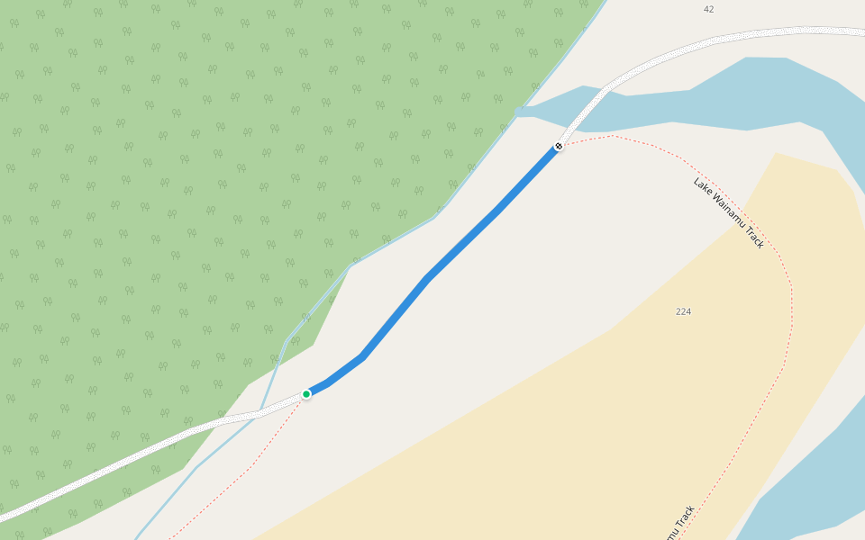 Lake Wainamu Track walking route map in Te Henga (Bethells Beach)