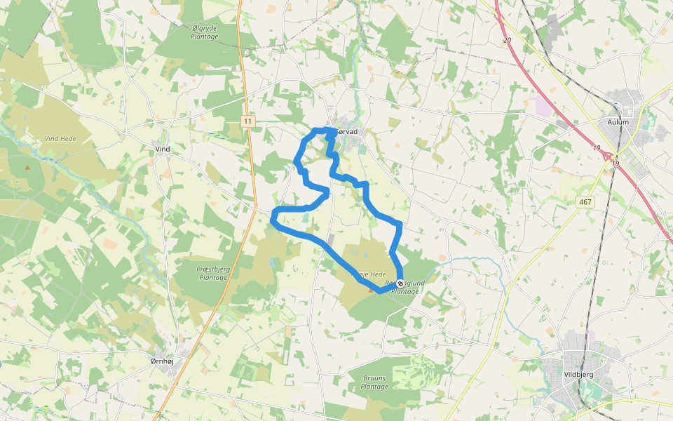 Sørvad Syd-ruten walking route map in Vildbjerg