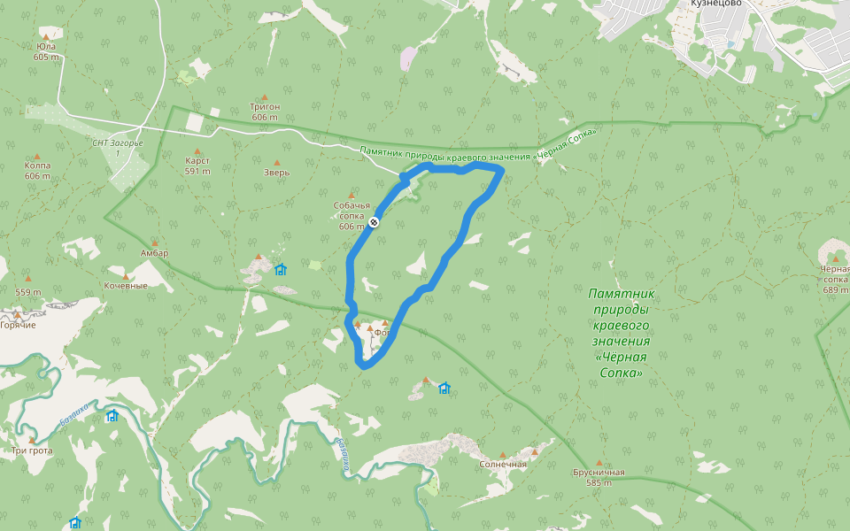 тропа Большая войла walking route map in Kuznetsovo