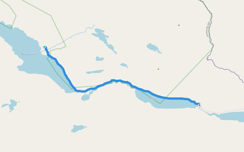 Raukasjö - Storjola walking route map in Raukasjö