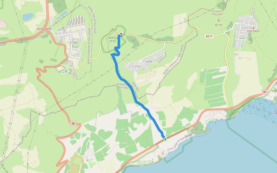 שביל כורזים–כפר נחום walking route map in Capernaum