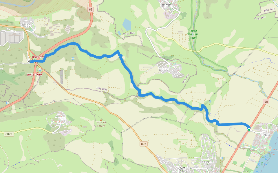 נחל צלמון תחתון walking route map in Migdal