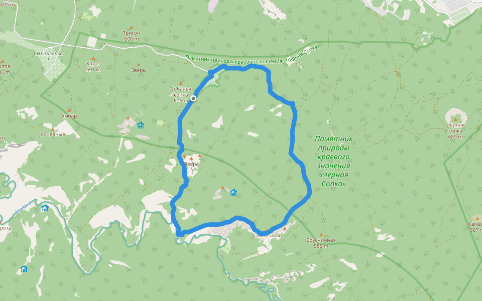 тропа Солнечный круг walking route map in Kuznetsovo