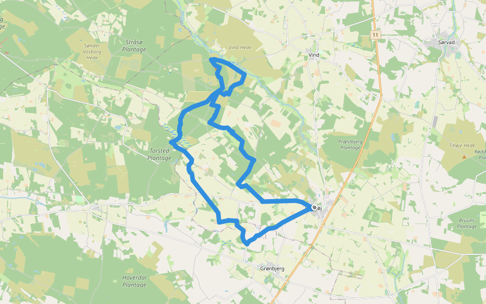 Troldtoft-ruten walking route map in Ørnhøj