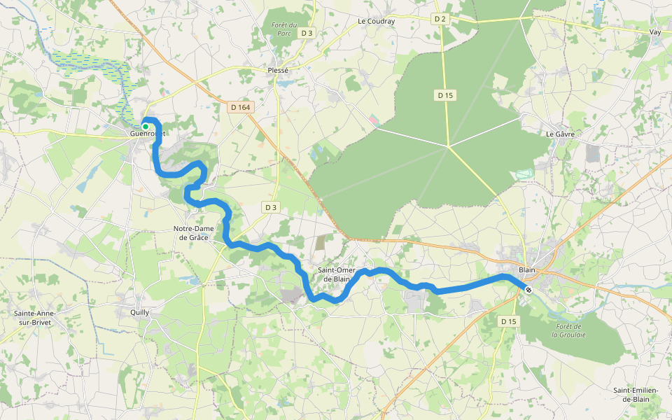 Voie de la Pointe Saint-Mathieu, Guenrouet - Blain walking route map in Guenrouet