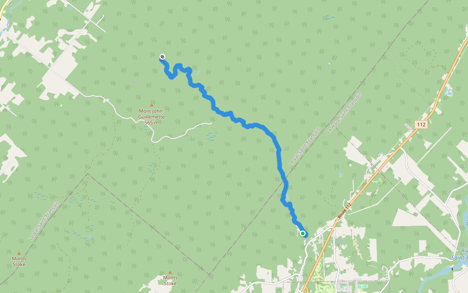 Sentier de l'Estrie, Zone East-Angus walking route map in East Angus