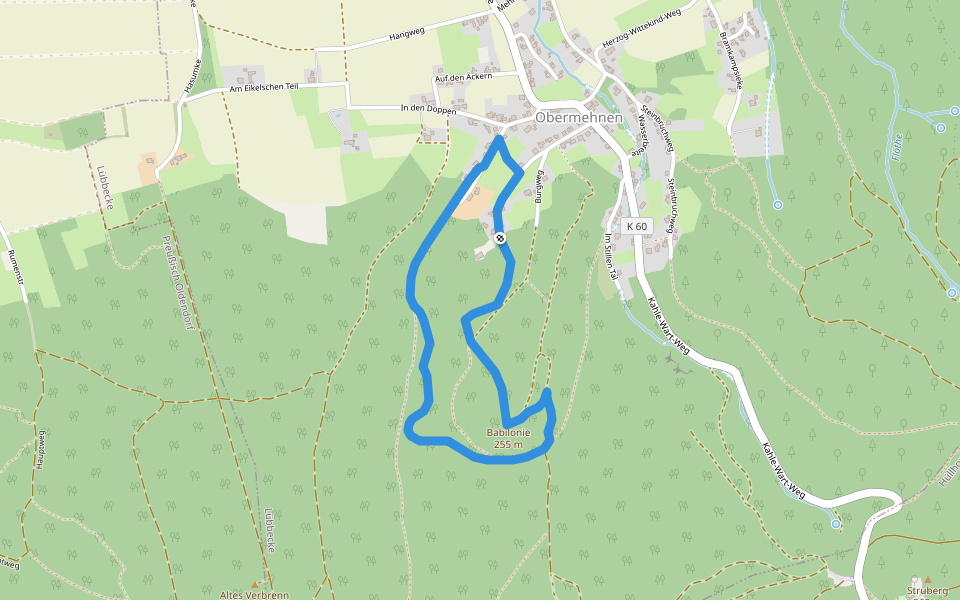 A2 Lübbecke-Obermehnen walking route map in Lübbecke