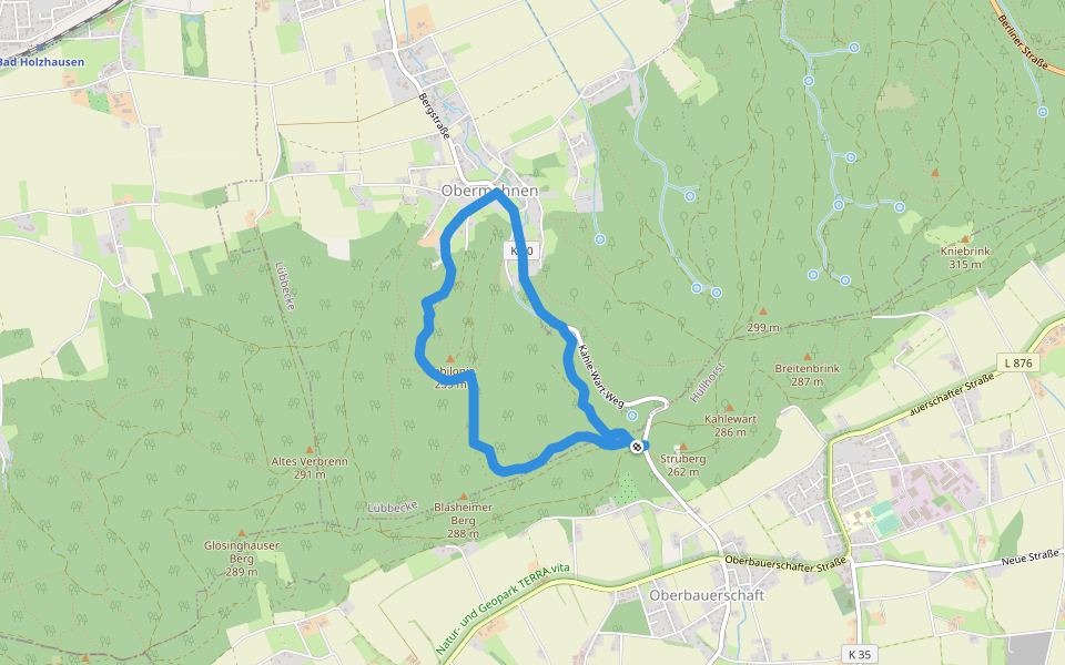 1 Hüllhorst-Oberbauernschaft walking route map in Hüllhorst