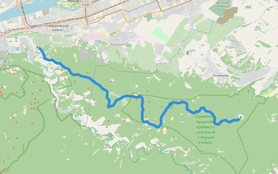 тропа Здоровья walking route map in Kuznetsovo