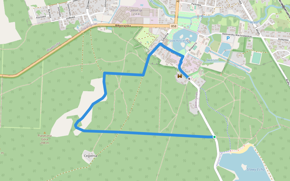 Ścieżka na Piaseczną Górę walking route map in Bagno