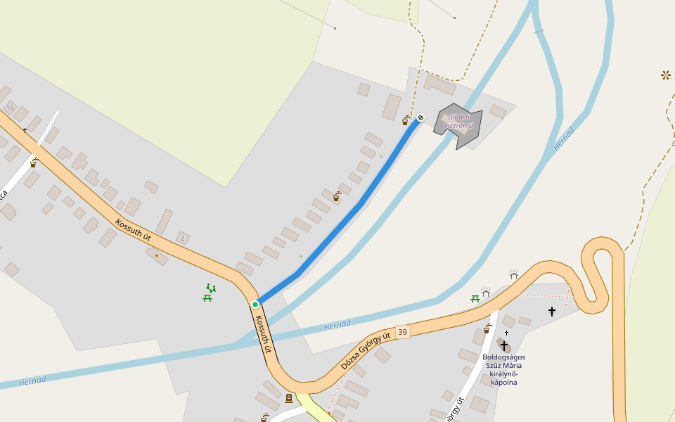 Gibárti bélyegzőhöz walking route map in Gibárt