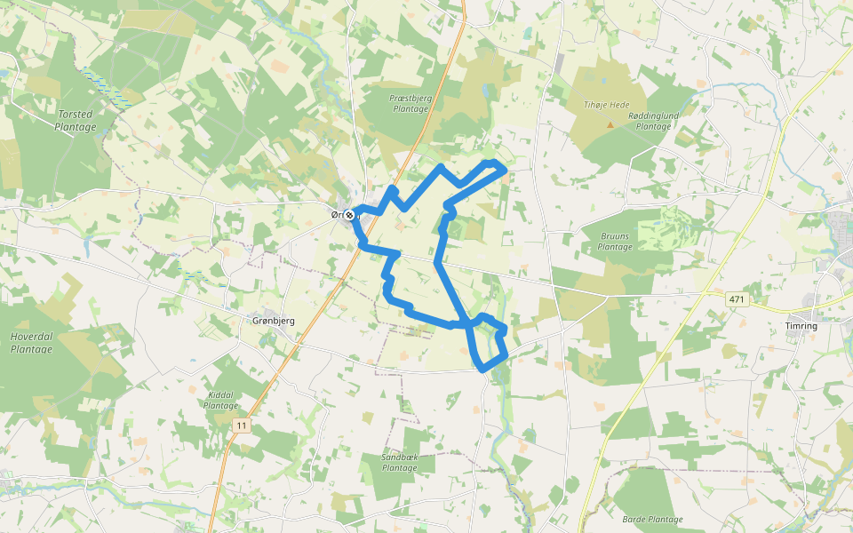 Abildå-ruten walking route map in Ørnhøj