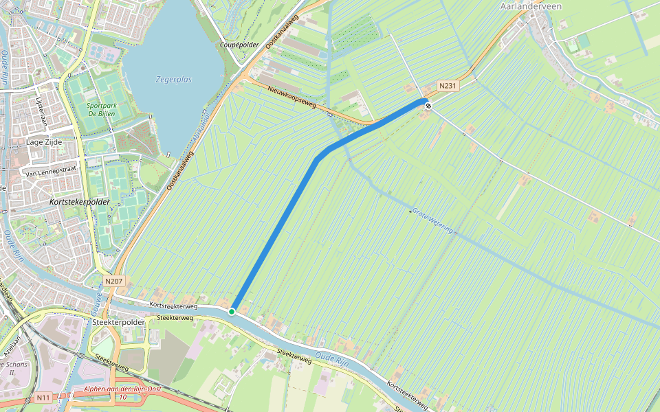 Groene Hartpad - 04b - Variant broedsezoen/hond walking route map in Alphen aan den Rijn